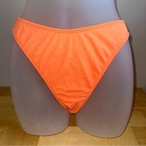 Women’s 90s dead stock hi cut Neon orange bikini bottoms Size S made in USA NWT